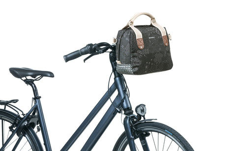 Basil Bohème City Bag - elegante groene hand-, schouder- en stuurtas voor dames, geschikt voor elektrische fietsen en stadsfietsen - zwart