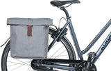 Basil City Double Bicycle Bag siva, vodno-odmevna, primerna za e-kolesa, odsevna, 28-32L