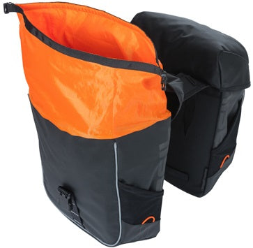 Basilikum miles tarpaulin dobbelt cykelpose, vandtæt, 34L, sort orange