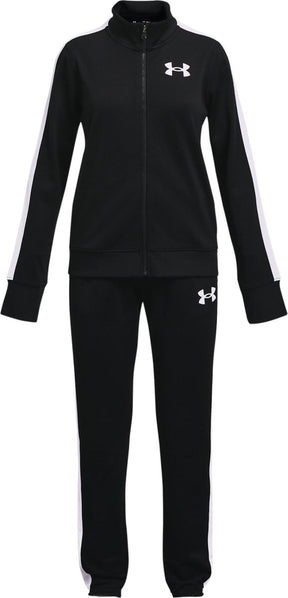 Under armour ua rival knit track suit-blk meisjes trainingspak - zwart - wit