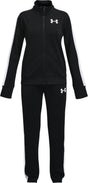 Under armour ua rival knit track suit-blk meisjes trainingspak - zwart - wit