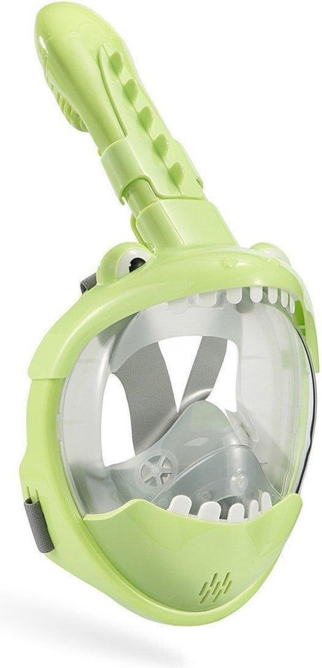 Atlantis crocodile snorkelmasker - snorkel - duikbril - snorkelset - full face masker - kinderen - groen xs