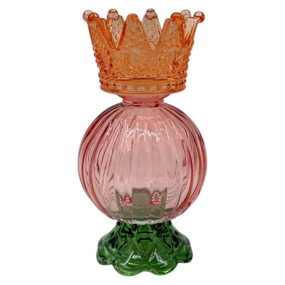 Mansion atmosphere kandelaar met kroon oranje 8x15,5cm