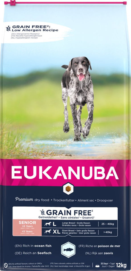 Eukanuba senior large breed graanvrij zeevis - hondenvoer - 12 kg