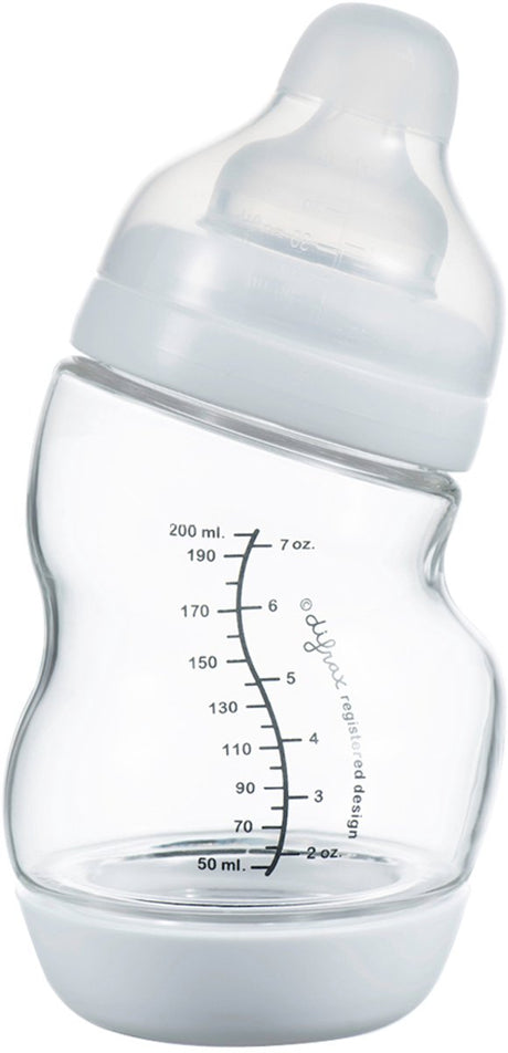 Difrax babyfles breed glas - 200 ml - wit - 1 stuk - s-fles - anti koliek