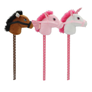 Pluchiez stokpaardje pluche 70 cm 3 assorti paard | 3 stuks