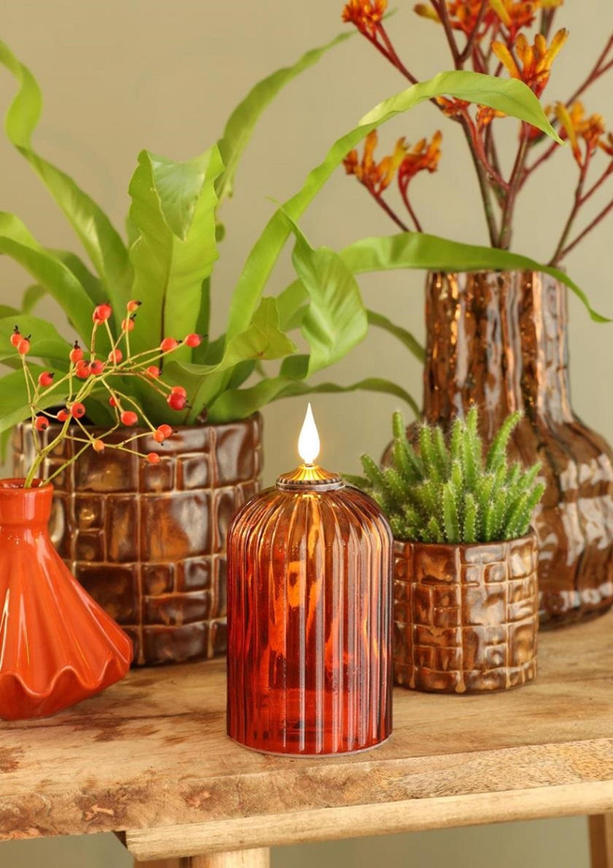 Ideas 4 seasons led kaars tracy ø7,7 x15 cm amber met timer
