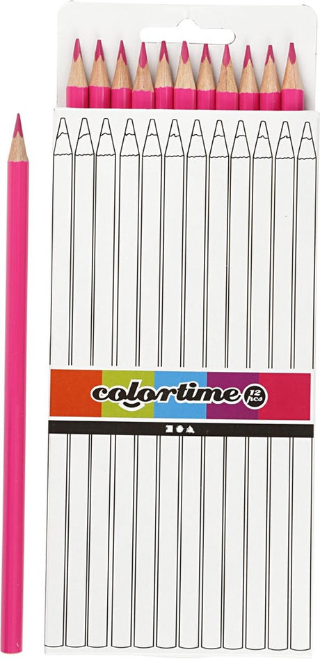 Colortime driehoekige kleurpotloden - roze, 12st.