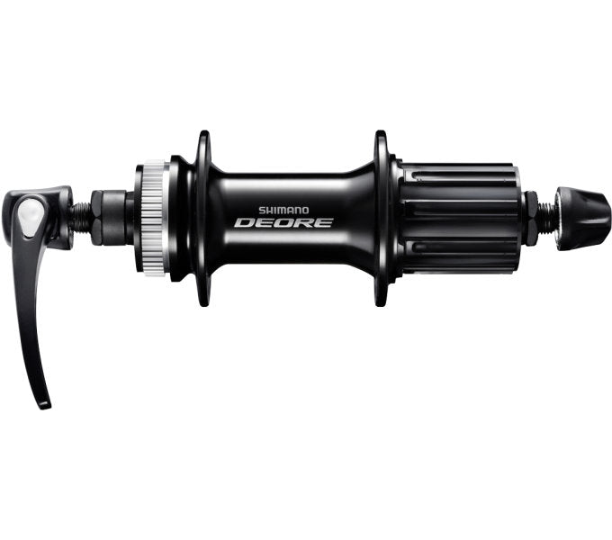 Shimano nach Hub Deore HB-M6000 Center Lock 32 Löcher 135 mm eingebaute Breite mit Schnellspannern Schwarz