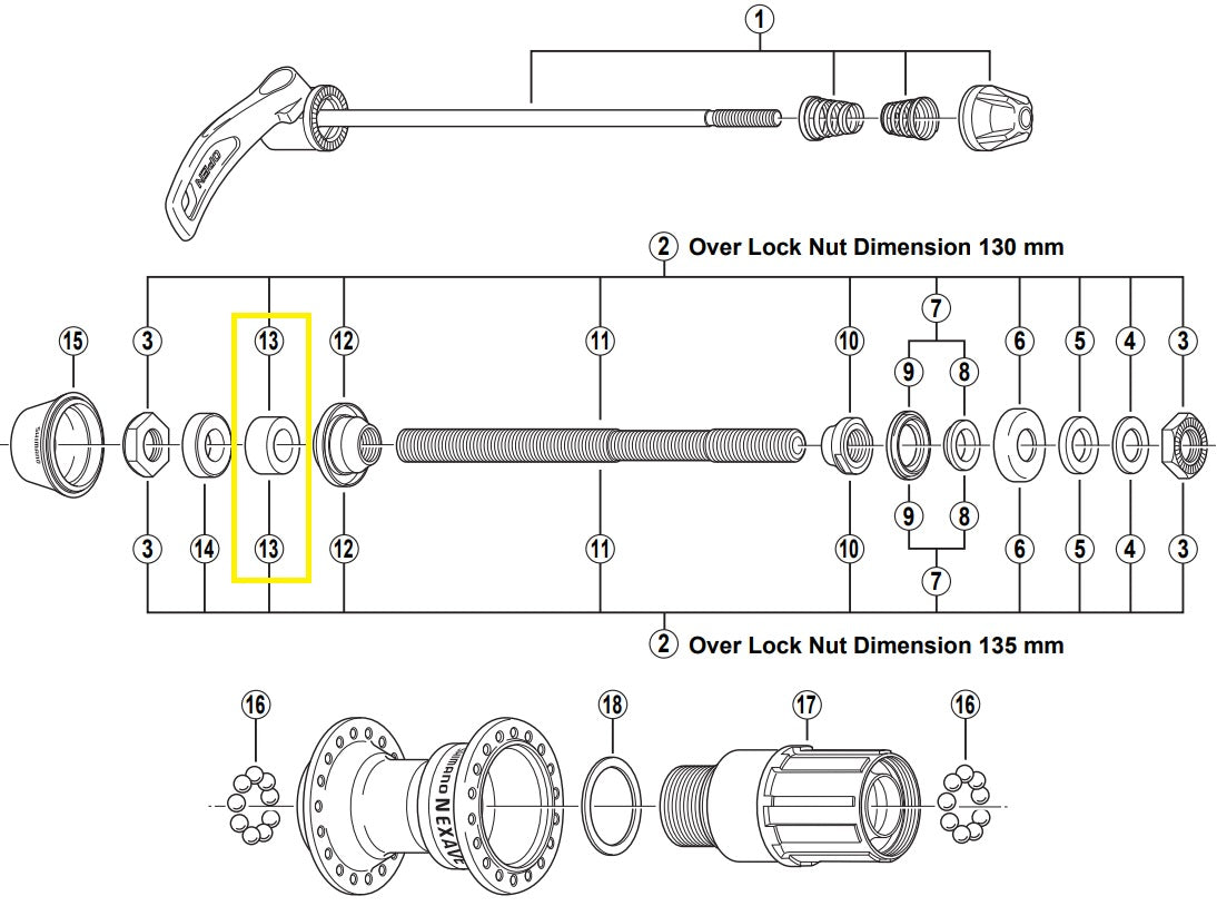 Shimano afstandsbus links 8 mm