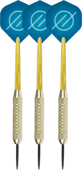 Faver dartpijlenset compleet - reserve shafts - brass coated - blauw - 22 gram
