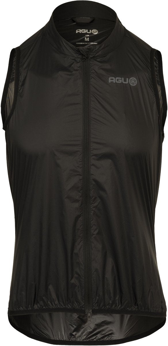 Agu essential - windbody - fietslaag - wielrenvest - waterafstotend - lichtgewicht - zwart - heren - m - reflecterend - elastische mesh-achterzijde
