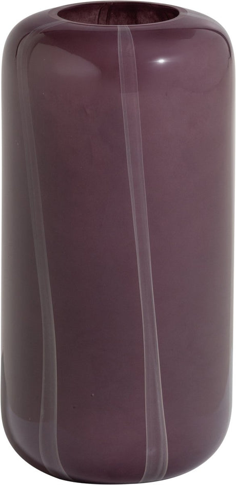Woood arles vaas - glas - paars met streep naturel - 40x20x20