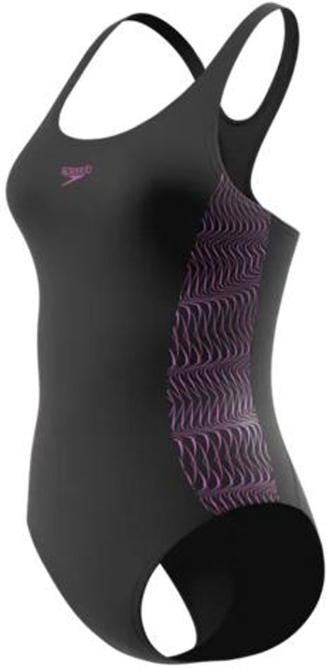 Speedo placement muscleback 1p dames - sportbadpak dames met medalist-rug - badpak dames met vormvaste pasvorm - zwempak dames volwassenen - zwart roze - 42