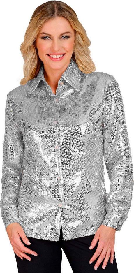 Widmann pailletten blouse silver shine vrouw l xl