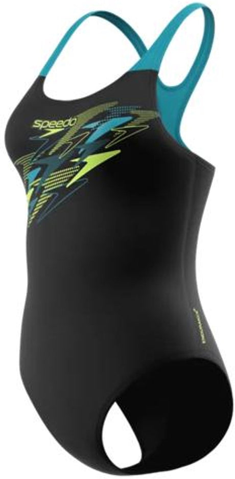 Speedo medley logo medalist 1p dames - chloorbestendig sportbadpak dames - kleurvast badpak dames - zwempak dames met medalist-rug - zwart groen - 42