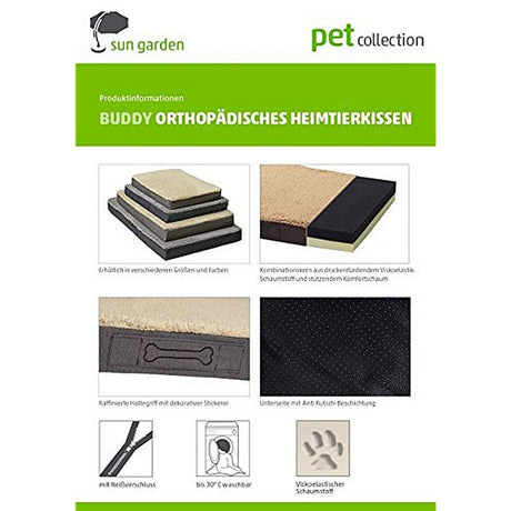 Sun garden buddy orthopedisch hondenkussen 72x50x8cm lichtgrijs gemeleerd