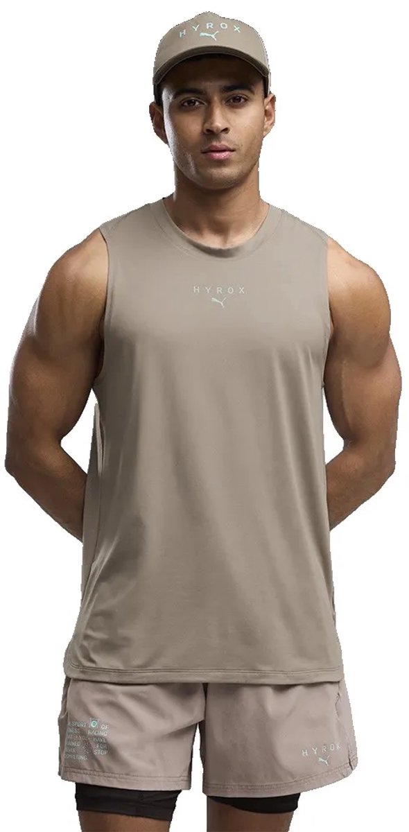 Puma x hyrox cloudspun mouwloos t-shirt grijs s man