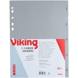 Kunstofregister 1-5 vk pp a4 120 micron 5-delig grijs