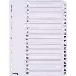 Tabbladen mylar viking karton a4 170g wit 1-20 11 gaten