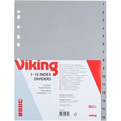 Tabbladen viking pp a4 120micron grijs 15stuks 11 gaten