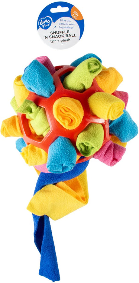 Duvo plus snuffel- en snackbal - interactief hondenspeelgoed - pluche rubber - vulbaar met snacks - 14cm - meerkleurig one size