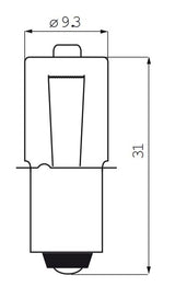 Halogenska svetilka PX13,5S 6 voltov - 3 vata z ovratnikom