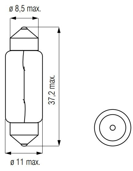 Bosma svetilka 12V-10W cev 11x38