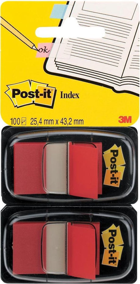 Post-it â® index duo pack rood - 25,4 x 43,2 mm - 50 tabs dispenser