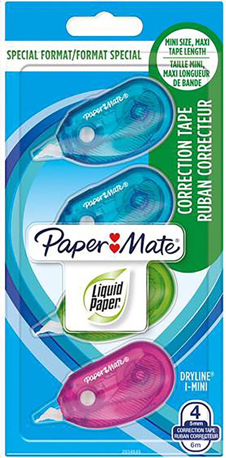 Paper mate dryline i-mini correctietape | diverse kleuren | 4 stuks
