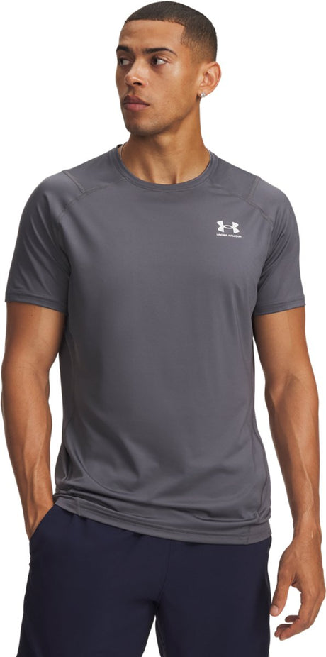 Under armour ua hg armour fitted ss-gry heren sportshirt - castlerock - wit