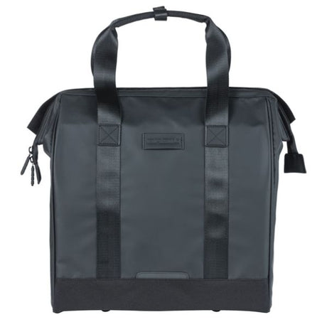 Basil tas grand tarpaulin shopper zwart mik hooks | 23l