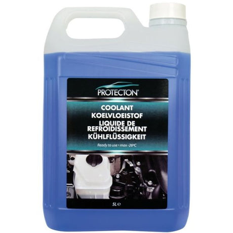 Protecton koelvloeistof kant klaar - geeft bescherming tot -26°c - beschermt het hele jaar door -tast geen lak, rubber of metaal aan - veilig voor radiator - voorkomt kalk- en schuimvorming - 5 liter