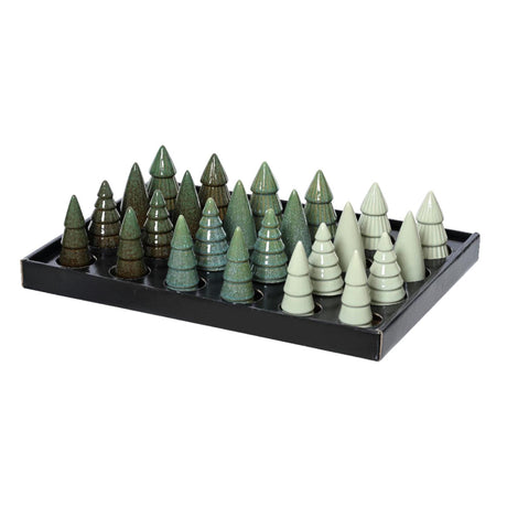 Decoris kerstboom porselein 5,2x5,2x10cm 12 assorti