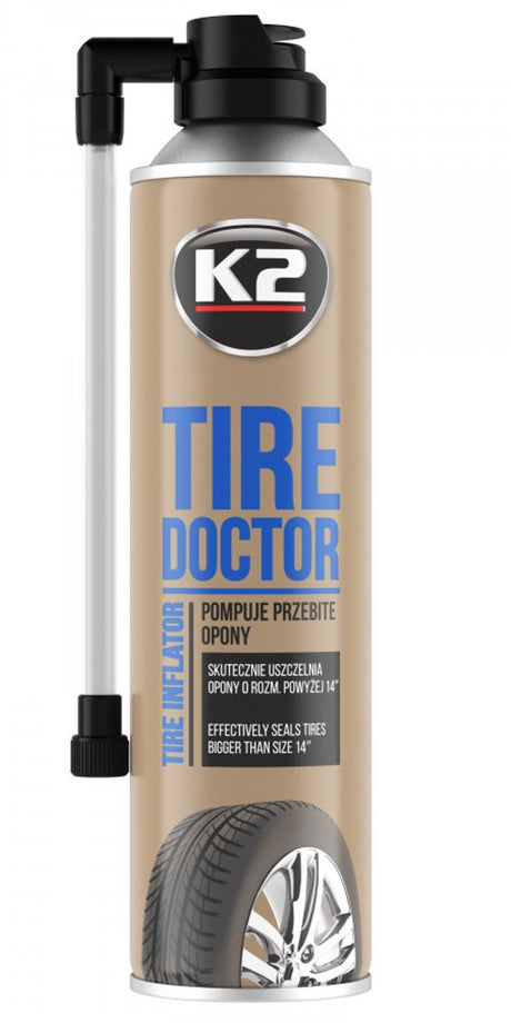 K2 bandenreparatie spray 500ml - lekke band pechspray - lege band reparatie spuitbus - dichting middel