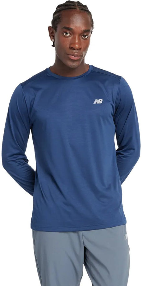 New balance sport essential long sleeve heren sporttrui - navy m