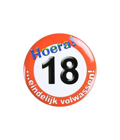 Paperdreams button klein - 18 jaar verkeersbord