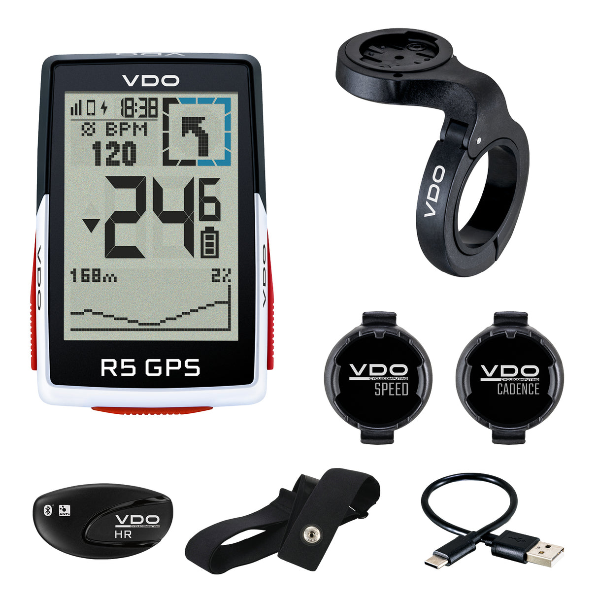 VDO Bicycle Computer R5 GPS Sett CAD -hastighet