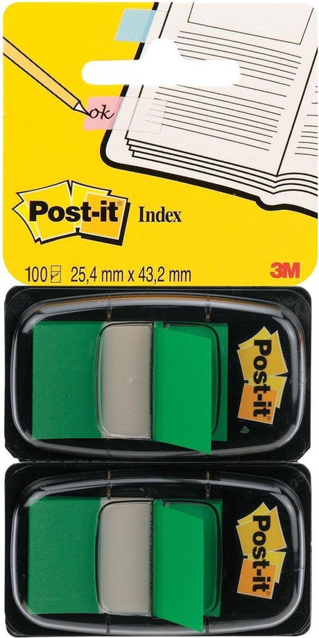 Post-it â® index standaard duo pack, groen, 25.4 x 43.2 mm, 50 tabs dispenser