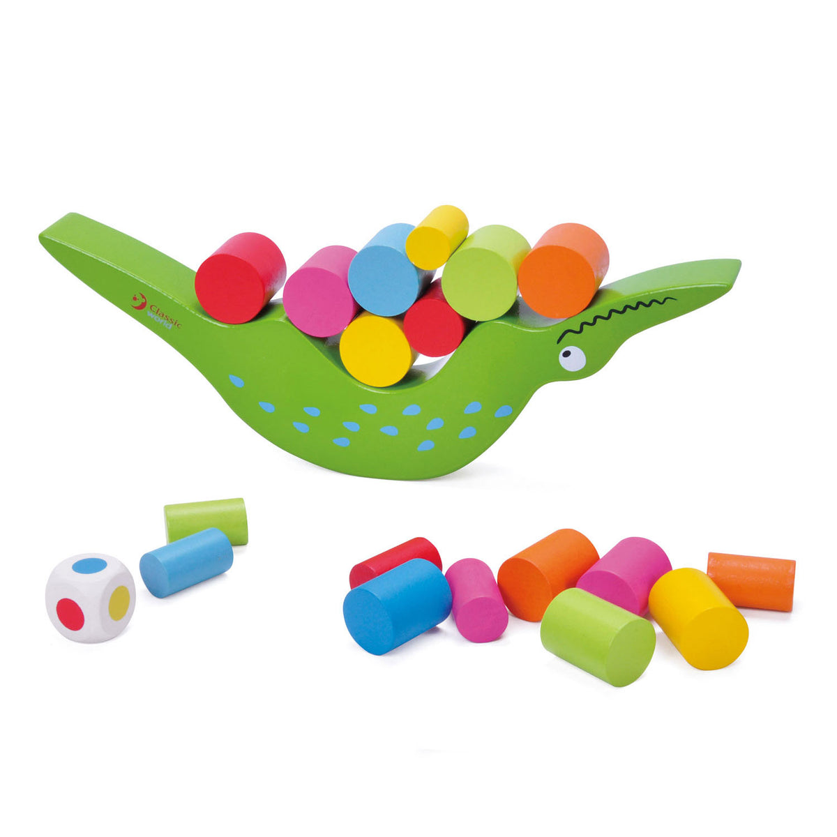 Classic world houten balansspel krokodil, 20dlg.
