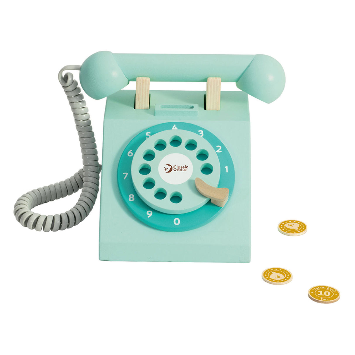 Classic World World Wooden Retro Phone Turquoise