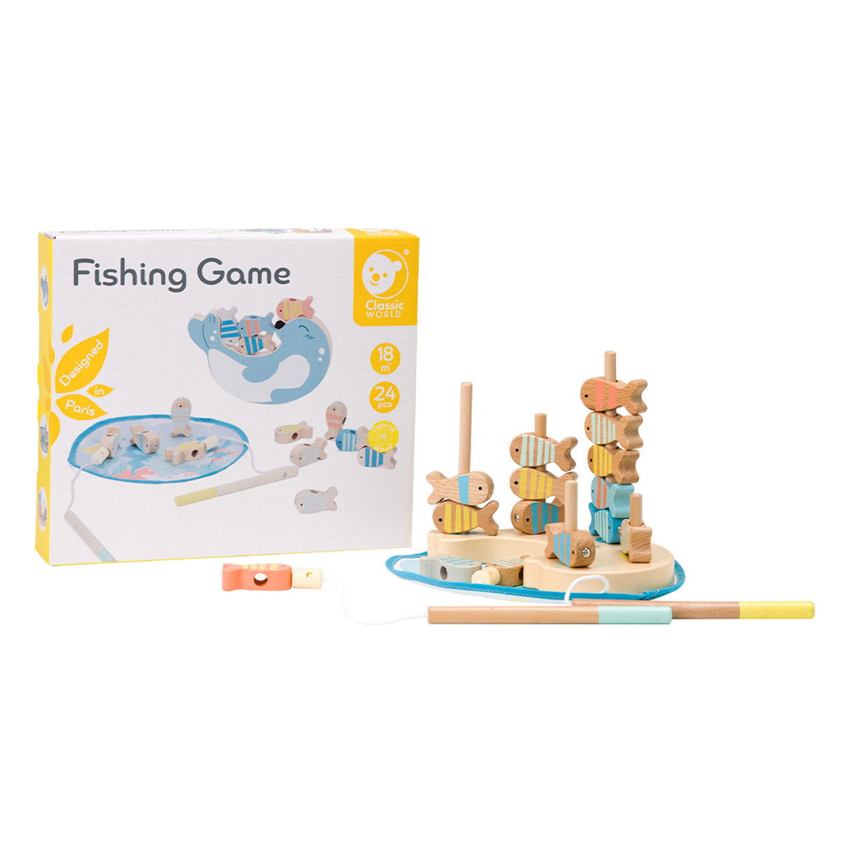 Klassisk World World Wood Fish Game SEAL, 24dlg.