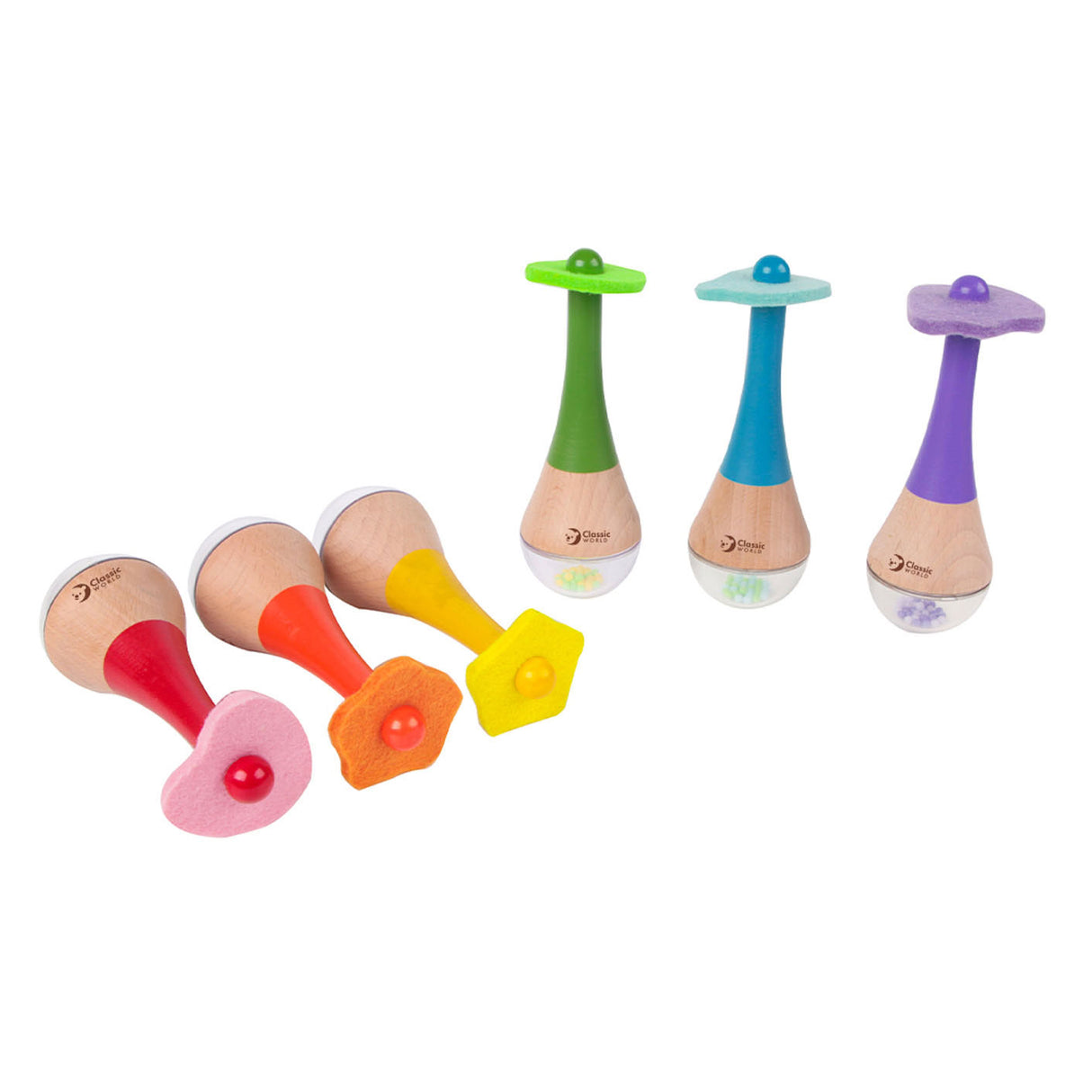 Classic world houten regenboog maracas