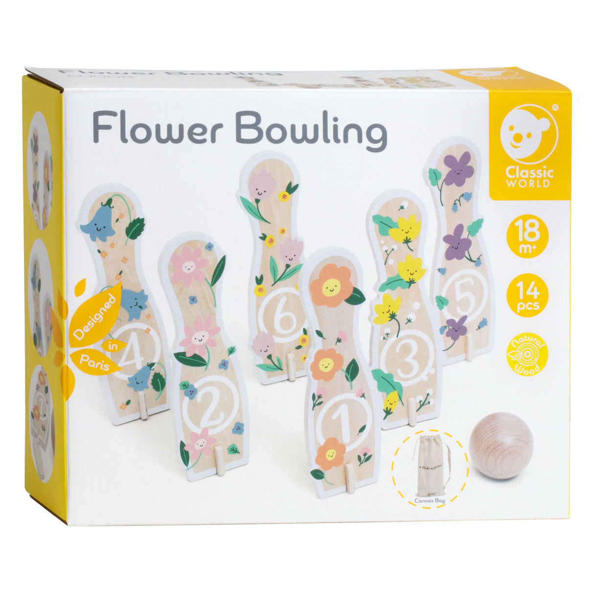 Fleurs de bowling de bowling en bois du monde classique, 14dlg,