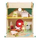 Klassisk World World Wood Dollhouse med have, 10dlg.