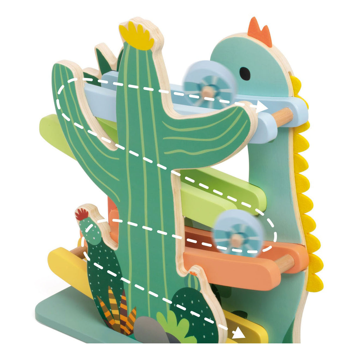 Classic world houten ballenbaan dinosaurus - educatief speelgoed 4-delig.