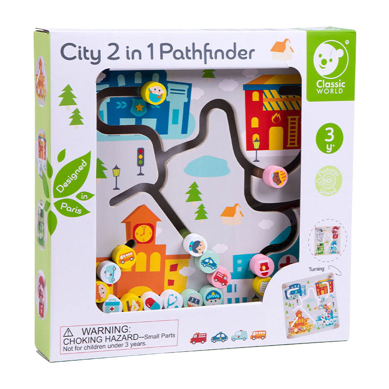 Classic World Wooden Board Ordining Game 2in1 City e rifiuti separati