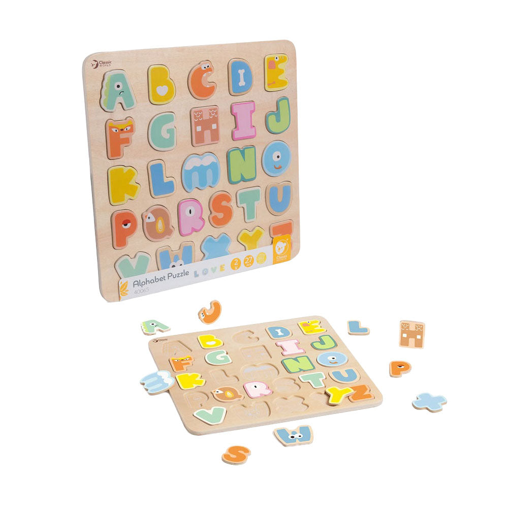 Classic World Wooden Alphabet Puzzle, 27st.