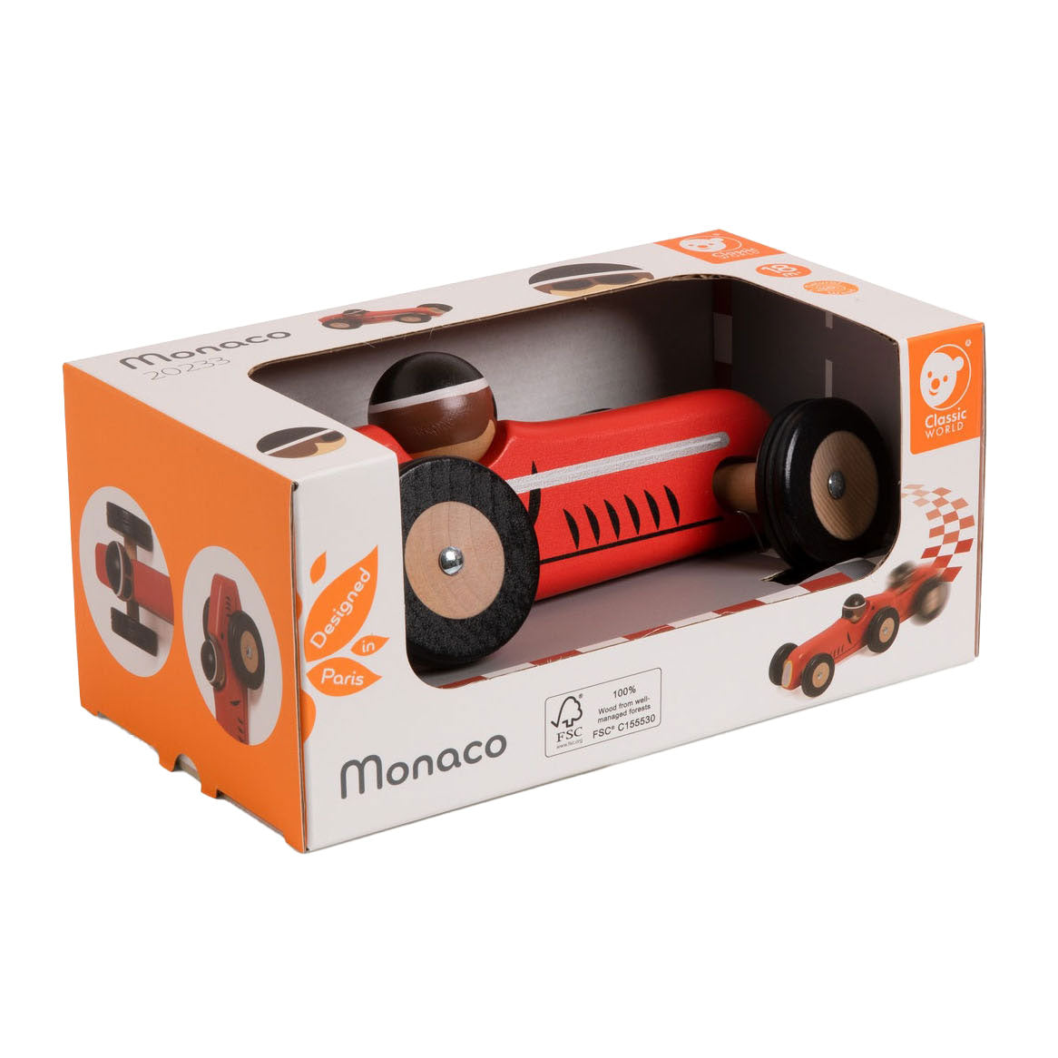 Klassisk World World Wooden Toy Car Monaco