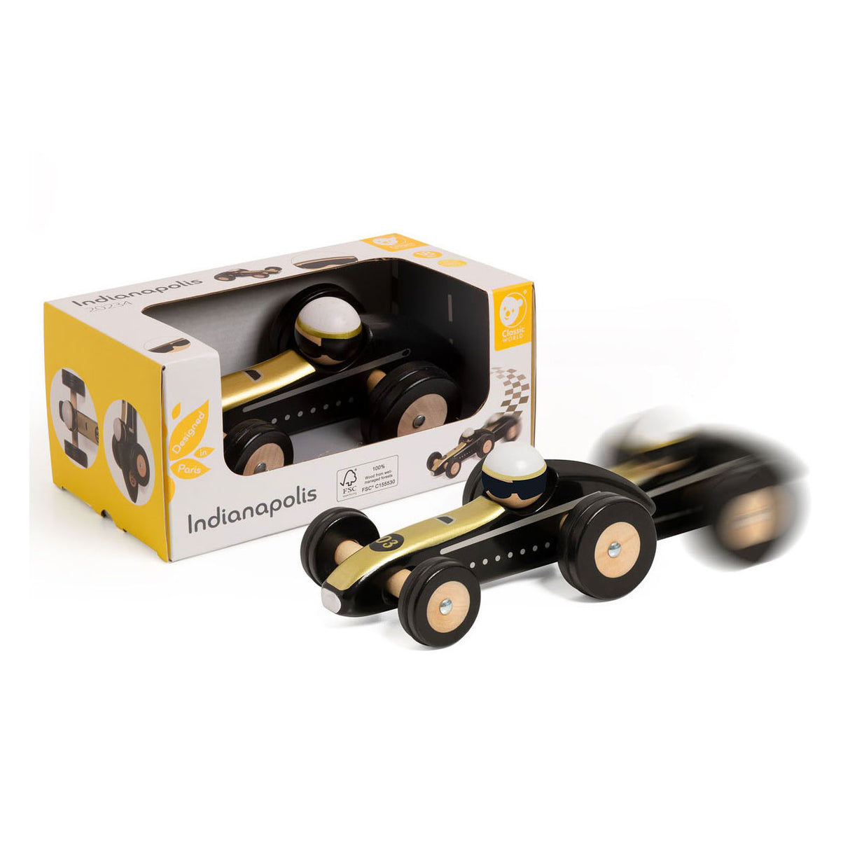 Classic World World World Wooden Toy Car Indianapolis